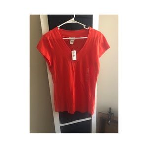 Orange v-neck shirt